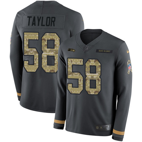 Nike Seahawks #58 Darrell Taylor Anthracite Salute to Service Youth Stitched NFL Limited Therma Long Sleeve Jersey